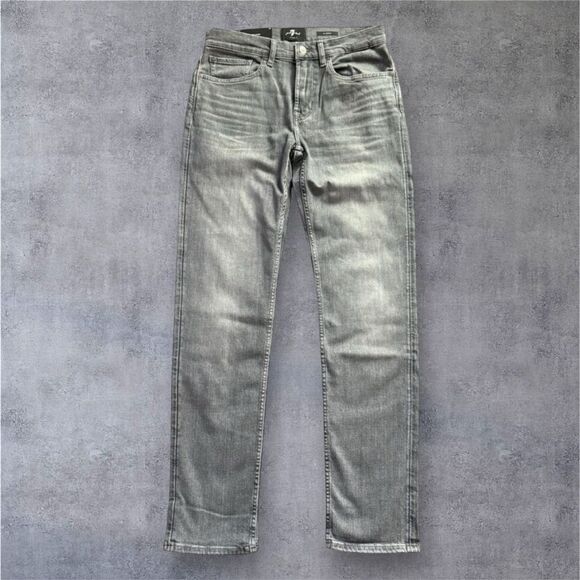 7 For All Mankind Gray Slim Straight Jeans STRETCH TEK SLIMMY IN AMPERSAND 31 - Picture 2 of 15